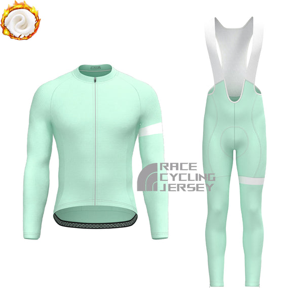 Macaron Green Fleece Long Sleeves Cycling Kits