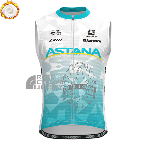 Stripes Bianchi Fleece Sleeveless Cycling Jersey