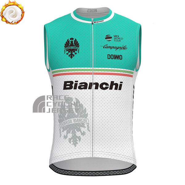 Blue Bianchi Fleece Sleeveless Cycling Jersey