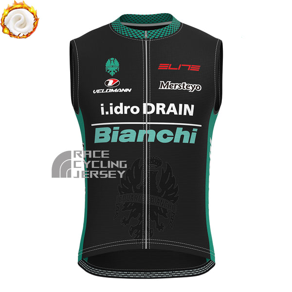 Black Bianchi Fleece Sleeveless Cycling Jersey