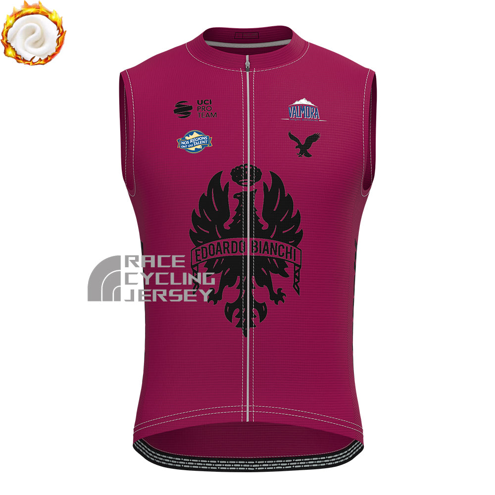 Red Bianchi Fleece Sleeveless Cycling Jersey