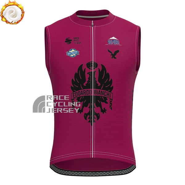 Red Bianchi Fleece Sleeveless Cycling Jersey