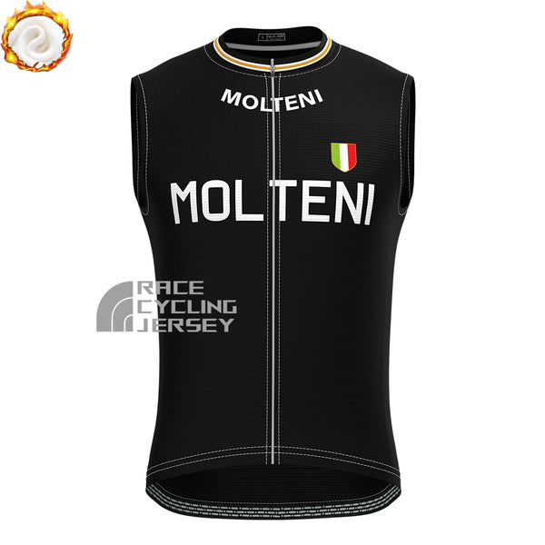 Black MOLTENI Fleece Sleeveless Cycling Jersey