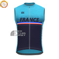 France Deep Blue Fleece Sleeveless Cycling Jersey