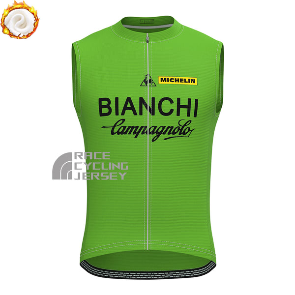 Green Bianchi Fleece Sleeveless Cycling Jersey