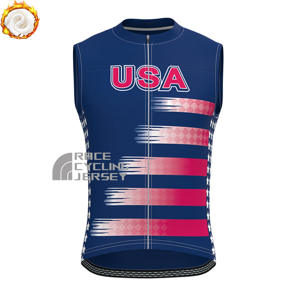 USA Stripes Fleece Sleeveless Cycling Jersey