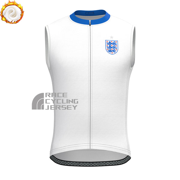 United Kingdom White Fleece Sleeveless Cycling Jersey
