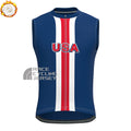 USA Blue Fleece Sleeveless Cycling Jersey