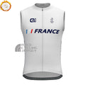 France White Fleece Sleeveless Cycling Jersey