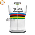 Stripes White Bianchi Fleece Sleeveless Cycling Jersey