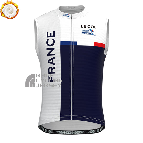 France LE COL Fleece Sleeveless Cycling Jersey