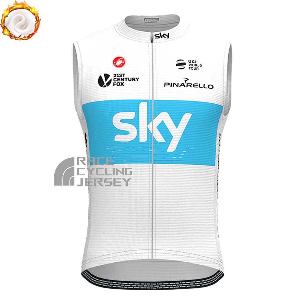 2018 Sky Data Print Fleece Sleeveless Cycling Jersey