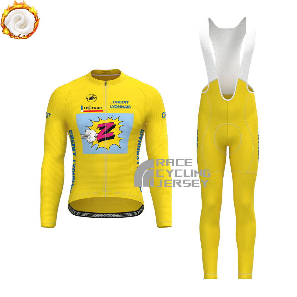 1990 Z Yellow Fleece Long Sleeves Cycling Kits